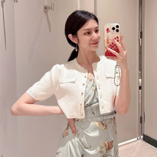 SN25春夏新品简约圆领中袖小香风针织开衫短外套小开衫SWNT251194