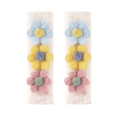 Seat Belt Shoulder Protector Cartoon Cute Tissue Box Pair Car Protective Cover Small Flower Decorative Supplies Car Interior (Seat belt shoulder pad) - lamb-velvet-shoulder-pads-blueyellowpink-flower-2-pieces