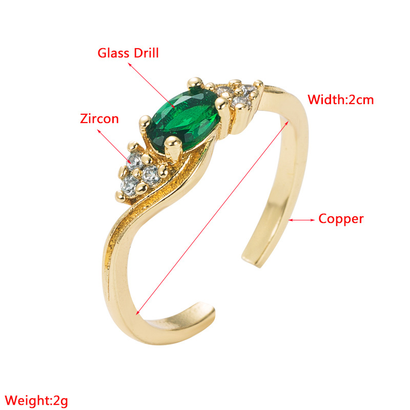 Fashion 18K Gold Copper Micro Inlaid Zircon Geometric Open Little Finger Ring