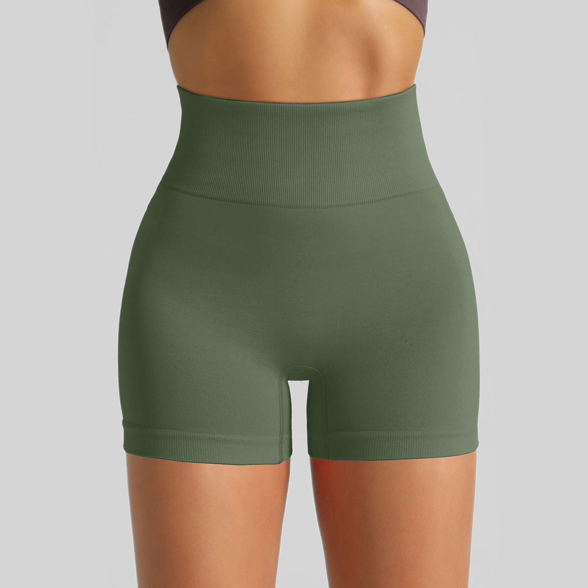 Pantalones cortos de Yoga de punto sin costuras transfronterizas Peach Hip lifting pantalones de fitness de cintura alta pantalones cortos deportivos para correr tres puntos mujeres