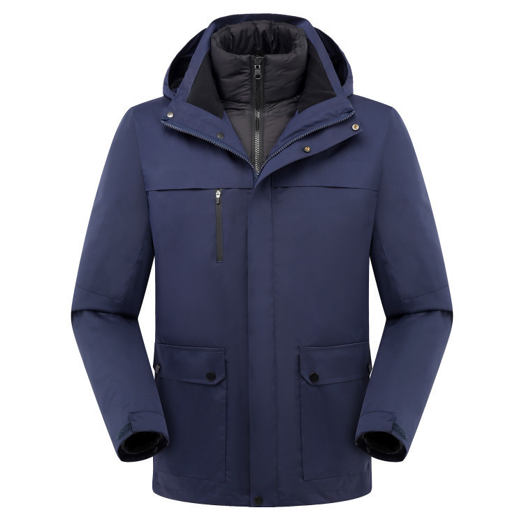 Autumn and Winter Classy down Jacket Three-In-One Removable Waterproof Windproof Warm Group Work Clothes Mountaineering Clothes