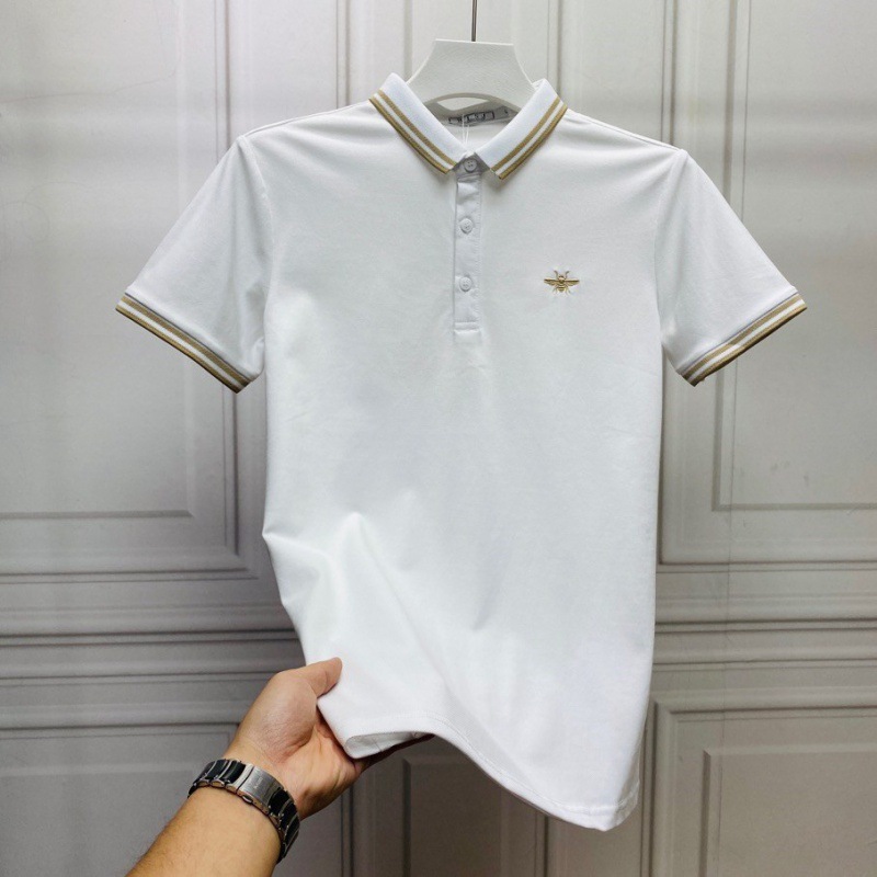 Estación europea marca de moda abeja camisa de manga corta 2022 verano hombres de fondo solapa superior camisa casual camiseta