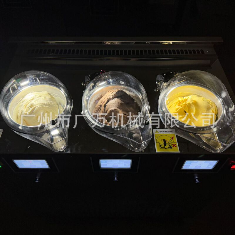 Professional-Grade Display Cabinet-Style Ice Cream Machine, Three-Chamber Italian Gelato Ice Cream Maker, Commercial Hard Ice Cream Machine for Catering