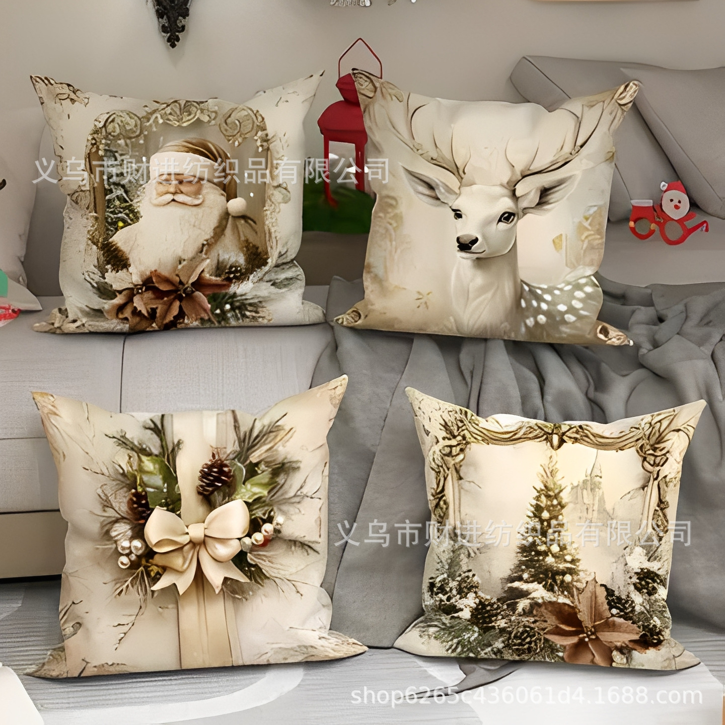 Transfronterizo Temu nueva combinación de Navidad abrazo funda de almohada Amazon casa sofá decoración cojín funda de almohada al por mayor image 29