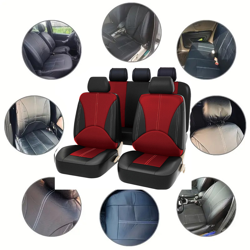 Fabricante ligero de lujo empalme de cuero personalidad tela general asiento cubierta resistente al desgaste suave y cómodo cojín de asiento de automóvil transpirable