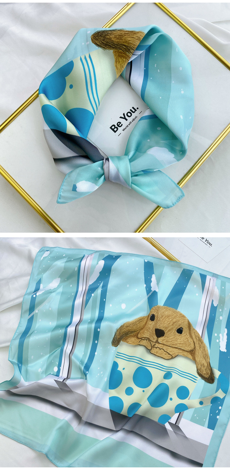 40g Weight Silk Scarf Classification Travel Occasion Unisex Gender Printing Design Sweet Style Coffee, Purple, Red, Green, Blue, Camel, Yellow Color Wholesale Fashion Contrast Color Printing Small Square Scarf 9