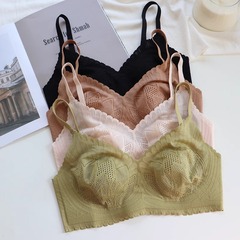 夏季轻薄无痕透气内衣大胸显小舒适聚拢收副乳无钢圈蕾丝乳胶文胸
