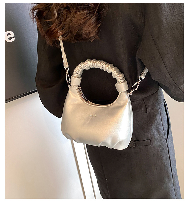 Texture Handheld Wrinkled Dumpling Bun Korean Version Ins Simple and Versatile Shoulder Bag 2024 Niche Design Crossbody_voghion.com