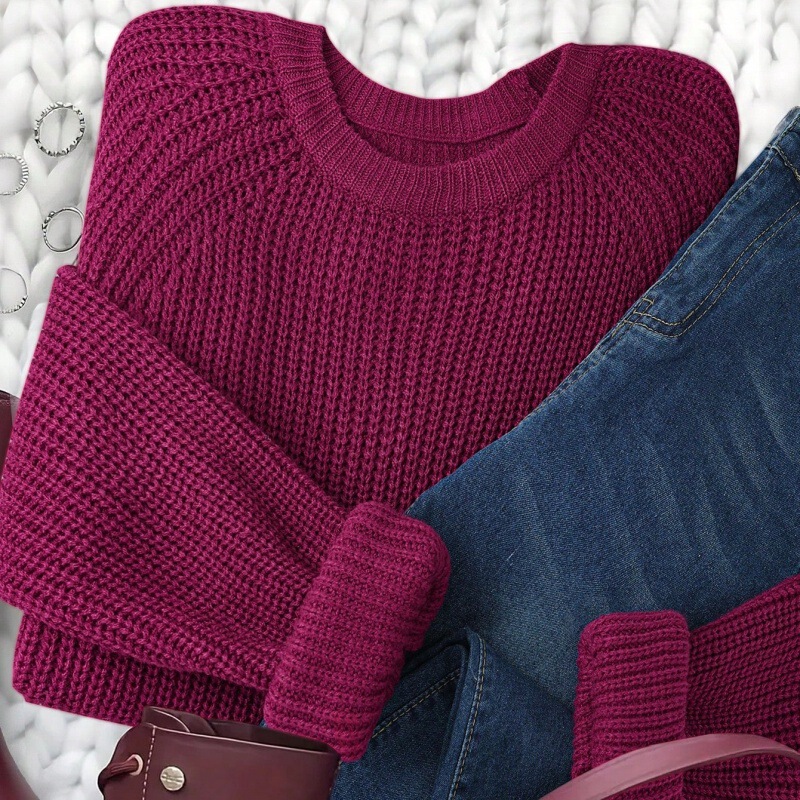 Autumn and Winter Round-Neck Soft Knit Sweater for Women, Pullover Lazy Style Thickened Elegant Casual Base Sweater for Women Autumn and Winter Round-Neck Soft Knit Sweater for Women, Pullover Lazy Style Thickened Elegant Casual Base Sweater for Women