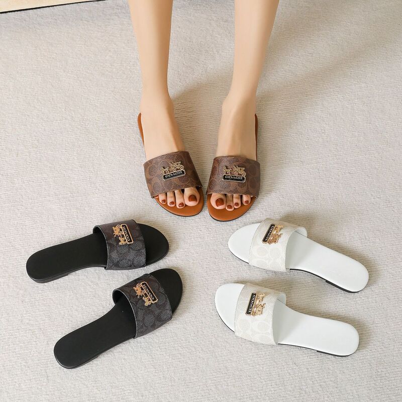 Cross-border women's shoes C brand metal buckle flat sandals for women, summer outdoor beach vacation casual style
