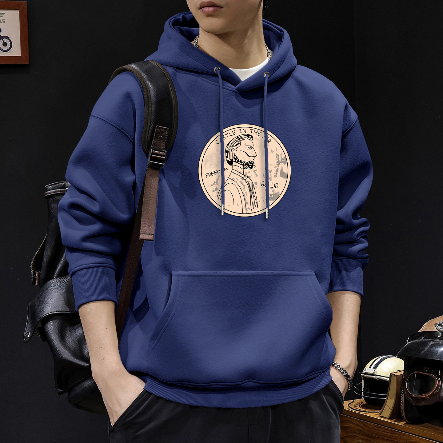 Chaqueta con capuz de moda masculina primavera y otoño nuevo tipo suelto simple pareja con chaqueta de lana de hombre