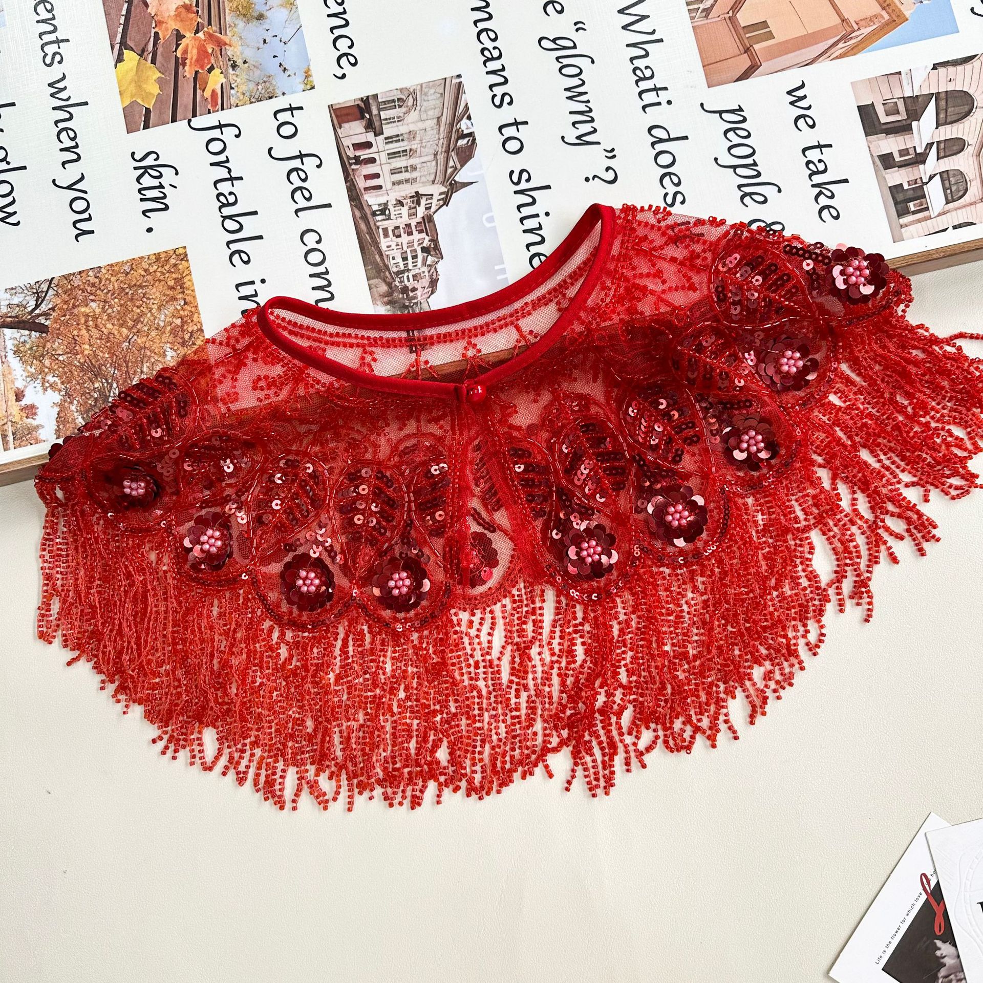 Lillete rojo, boquilla de verano, camiseta con vestido, camiseta de cuello redondo, camiseta con un pequeño chal