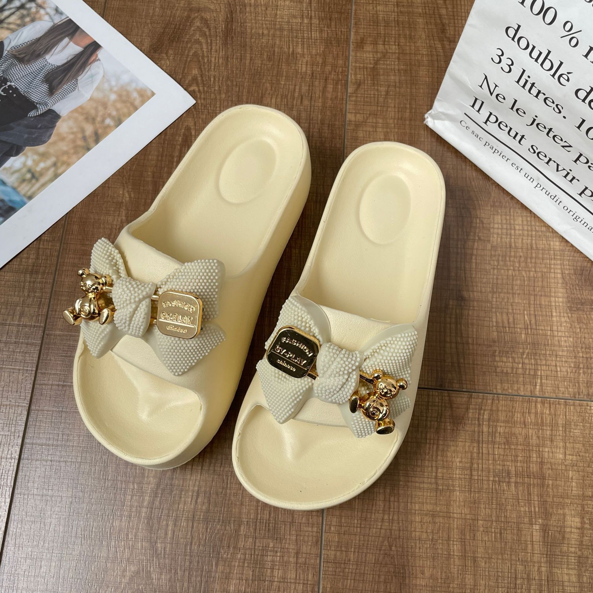 Damen-Flip-Flops, Strand-Leder-Gummi-Slipper mit Fußgewölbeunterstützung_voghion.com