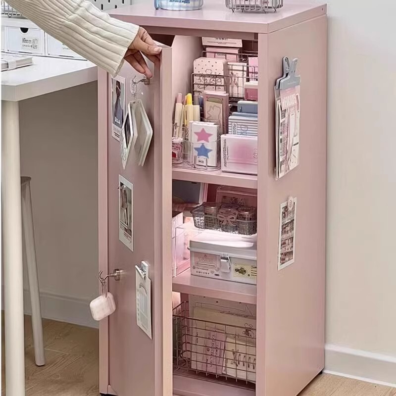 Snack Storage Cabinet, Multi-Layer, Large Capacity, Simple Single-Door Storage Cabinet, Girls' Room Organizer, High-End Feel