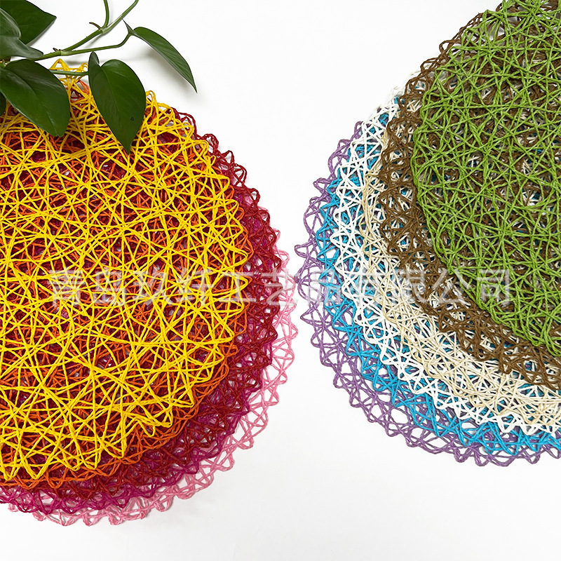 38cm antideslizante y resistente al calor, popular explosión multicolor, almohadilla de decoración de papel tejido a mano ultraligera