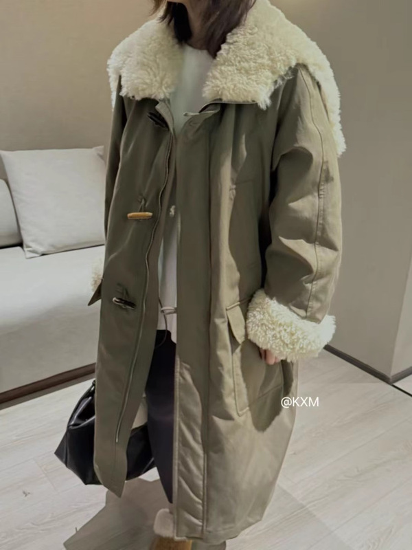 中长款加厚冲锋衣外套女2025冬季宽松显瘦保暖派克服拼接棉服女|undefined