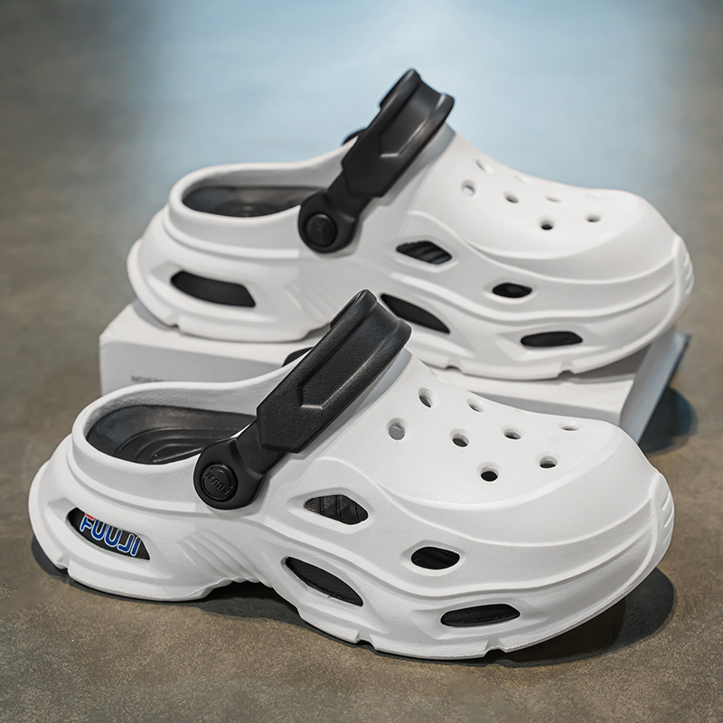 Primavera y verano para hombre nuevo casual todo-fósforo diario cómodo y transpirable a juego de color punta redonda EVA plataforma zapatos de agujero para hombre