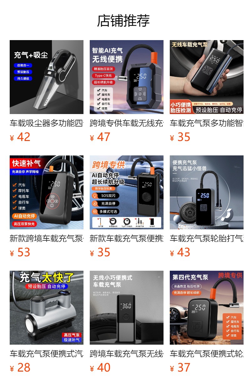 New Car Air Pump, Portable Electric Air Pump, Multi-Functional Air Pump for Car Tires