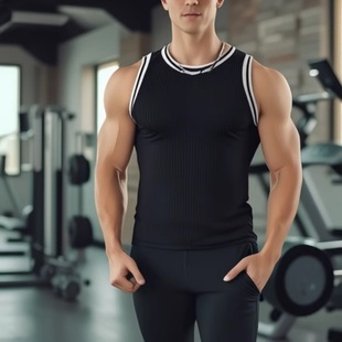 Summer New Style Men's Casual Vest Sports Fitness T-Shirt Korean Style Loose Breathable Training Vest Basketball Uniform