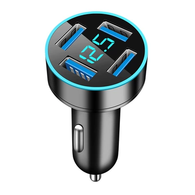 New aluminum ring PD + QC3.0 + 2.4A cross-border four-port car charger 4USB car charger factory direct sales (Mobil şarj cihazları) - black-c178-four-48aopp-bag