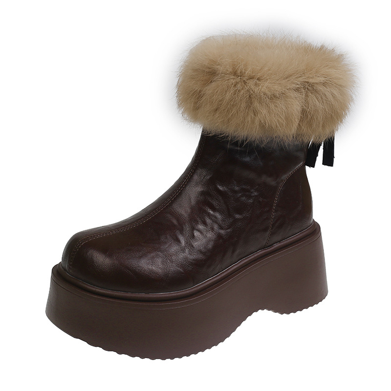 Botas finas elásticas con forro polar grueso y tacones altos, nuevas botas Martin de invierno 2024, zapatos de algodón cálidos para la nieve_voghion.com