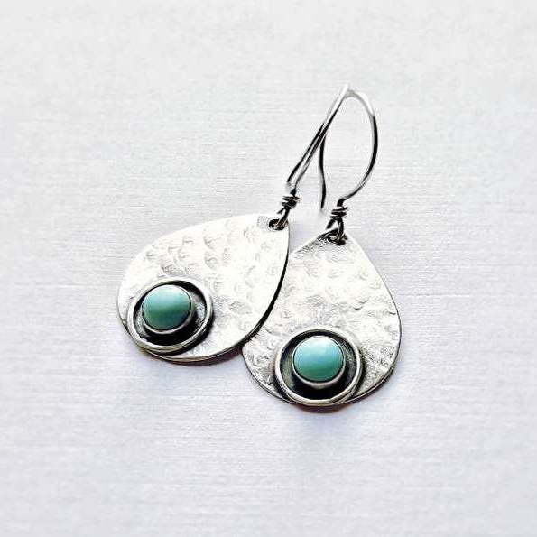 素馨跨境波西米亚风格时尚人造绿宝石耳环 创意对称复古银色耳环
