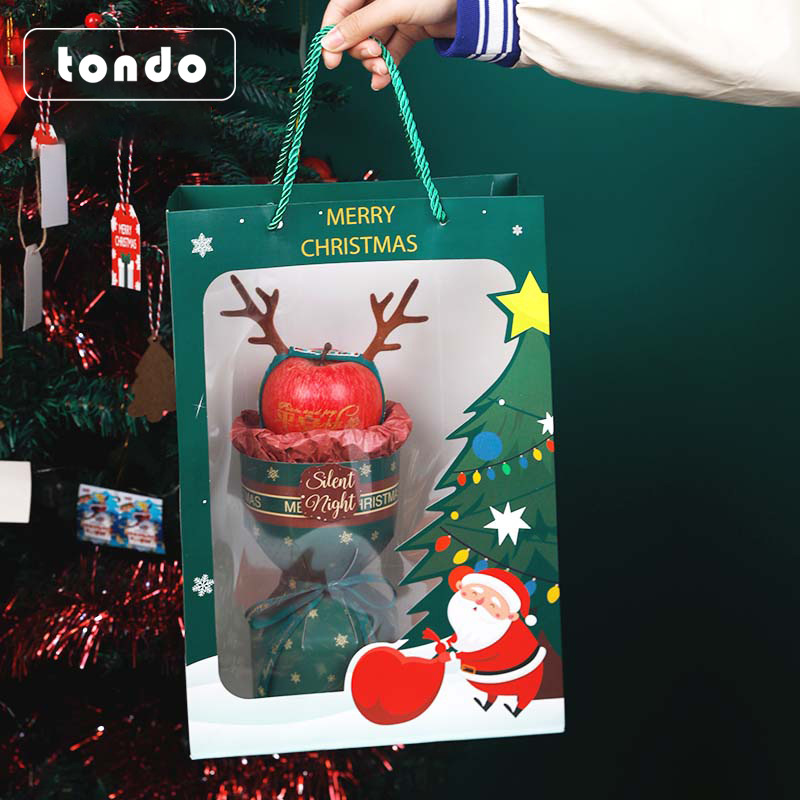 Tang De regalo de Navidad transparente Ventana de Navidad bolso floral ramo de regalo bolsa de fruta de la paz bolso