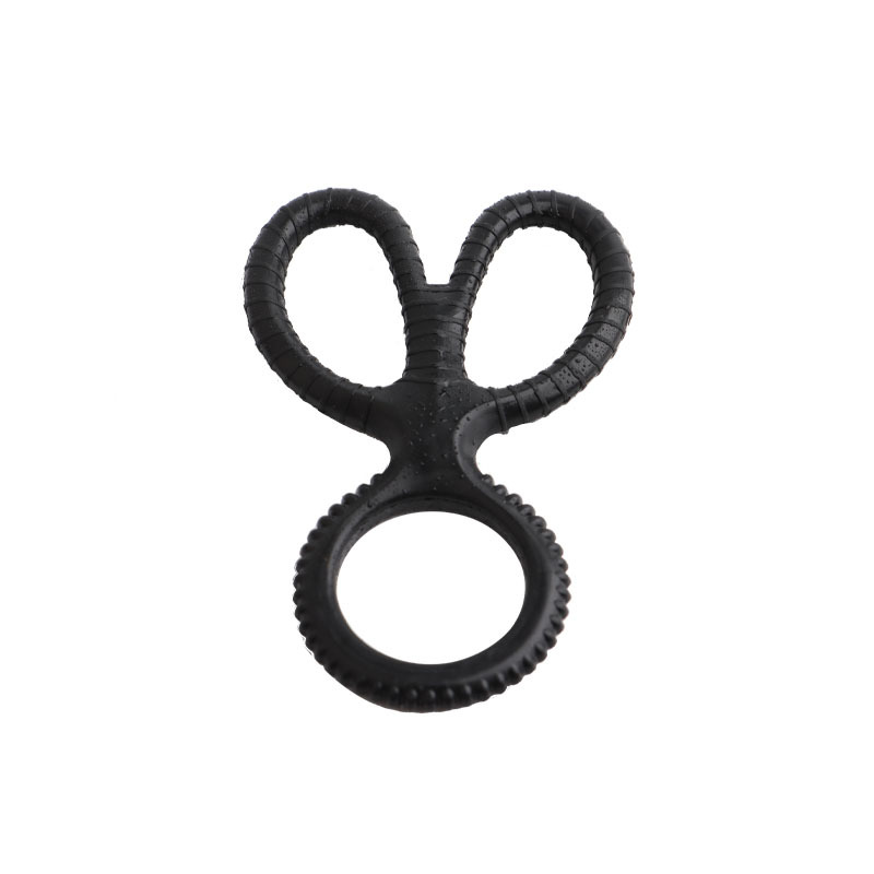 Silicone Scissor Lock Semen Ring, Manual Adjustable Cock Ring, Black Foil Bag — detail image 3