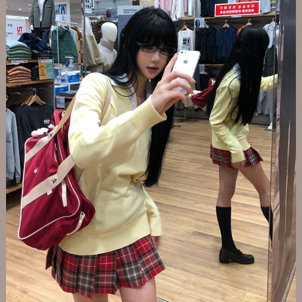 学院风秋冬新款制服毛衣套头领长袖百搭少女美拉德叠穿针织衫|undefined