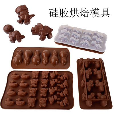 白兔恐龍老鼠卡通矽膠巧克力糖果蛋糕裝飾烘焙模具水晶滴膠冰格模