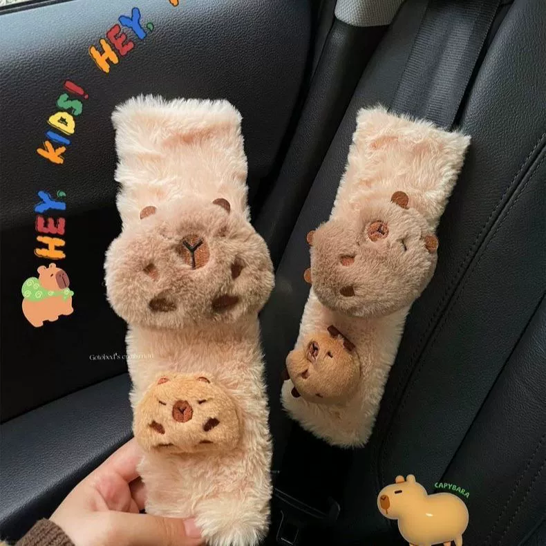 Плюшевый защитный чехол на ремень безопасности автомобиля в виде мишки, имитация меха кролика, декор для салона автомобиля
