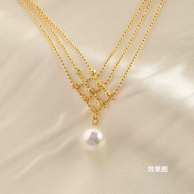 轻奢风蕾丝贝珠项链女日韩气质温柔风感小众INS颈链手工项链