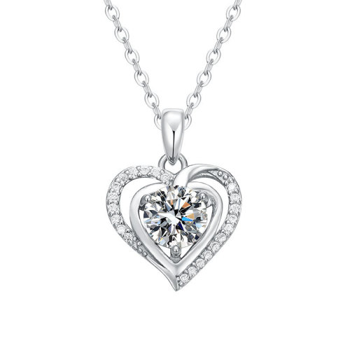 Pure Silver Moissanite Necklace for Women - Classic Heart Shape, New Lockchain, Lightweight Luxury, Unique Pendant Jewelry, Birthday Gift
