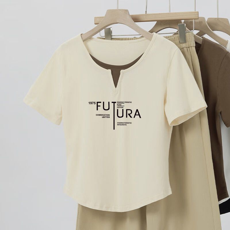 プラスサイズ 2025 アメリカンレトロお腹カバー半袖 Tシャツ女性の夏服太った女の子痩身 Tシャツ甘くてスパイシーなトップ|undefined
