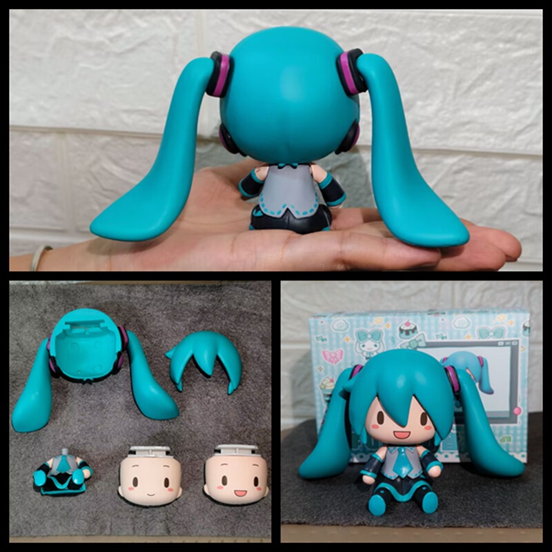 初音 MIKU FuFu初音 呆萌 Q版 坐姿双表情 机箱摆件桌面公仔手办|undefined