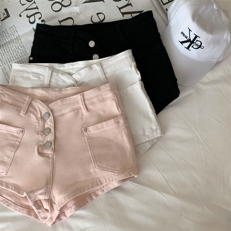 Spice Girls Pink Denim Shorts Women's Summer New American Style High Waist Slimming Shorts Tight Hip Hot Pants
