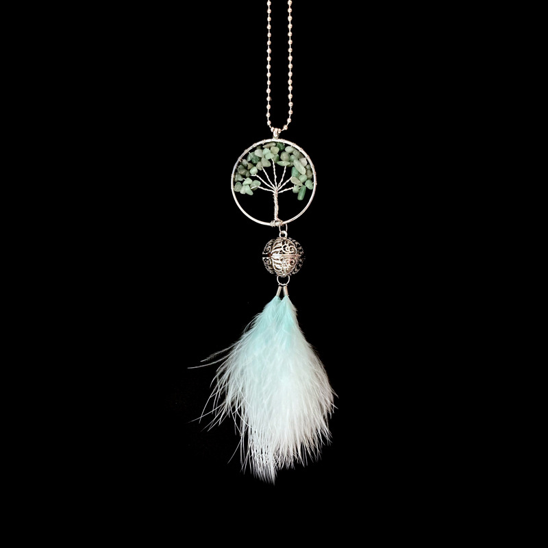42g Weight 1 Piece Quantity Alloy Material Dreamcatcher, Tree Pattern Creative Pachira Macrocarpa Lucky Tree Palace Bell Feather Dreamcatcher Automobile Hanging Ornament 1