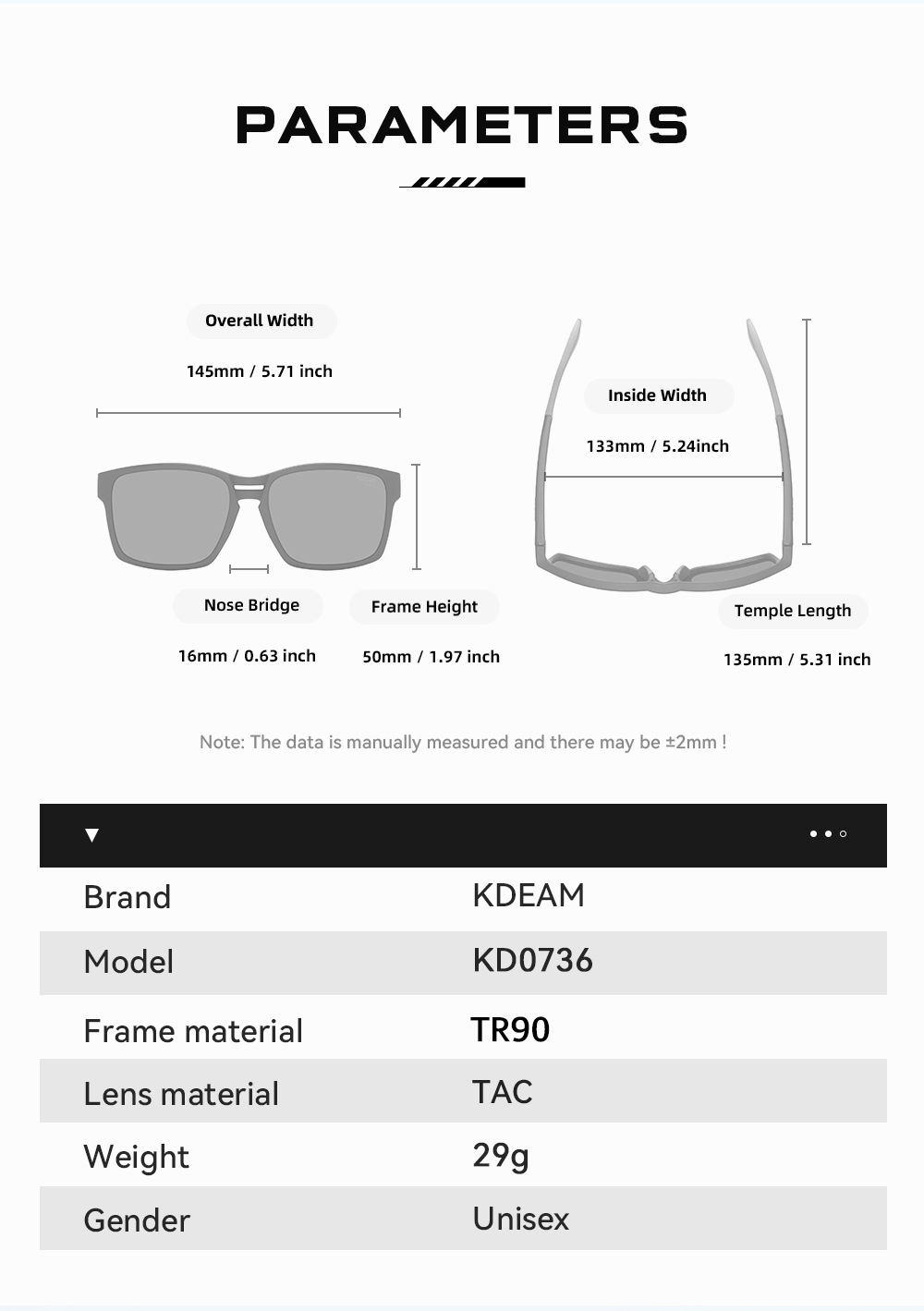 KDEAM Polarisierte Sonnenbrille TR90 Outdoor-Sportbrille UV-Schutz KD0736