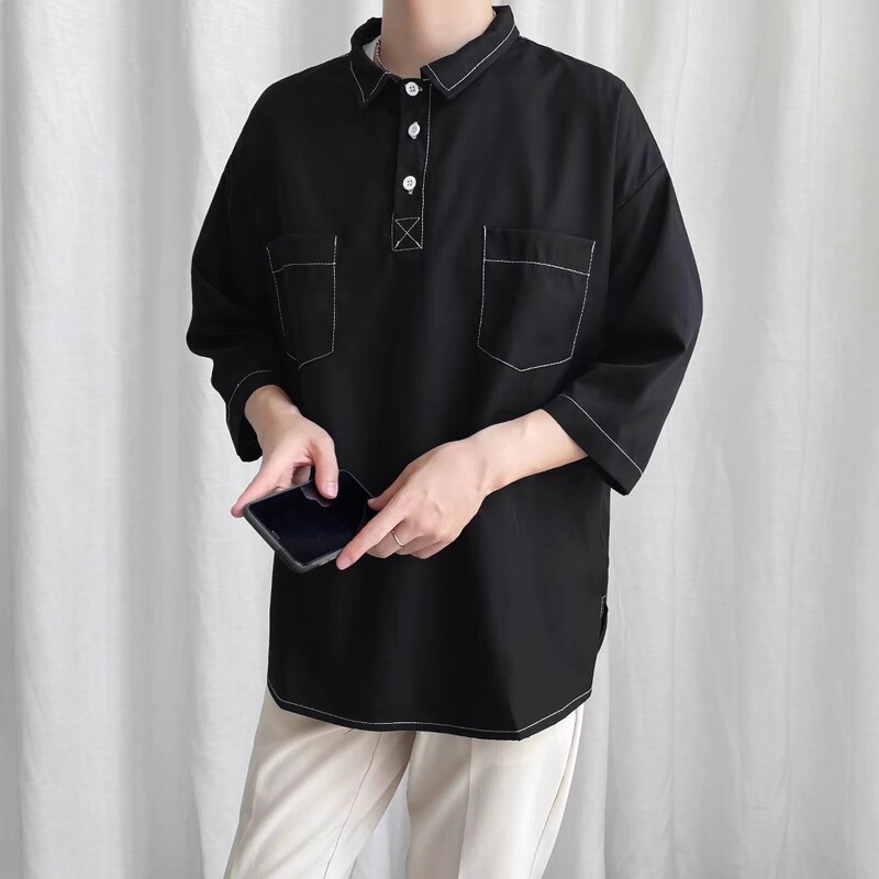 Workwear Shirt Men's Short-Sleeved Summer Thin Japanese Retro Trendy Casual Loose Student Half-Sleeved Shirt Jacket