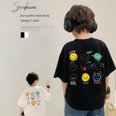 Children's unisex short-sleeve cotton t-shirts with sweat absorption and breathability, INs summer new arrivals, kids and babies' half-sleeve tops for young children.