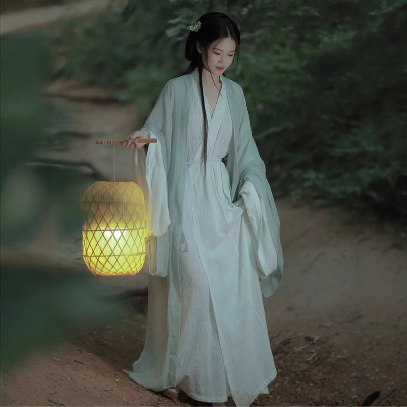 [Qingfeng] Original Cool Han Dynasty, Wei and Jin Dynasty Ancient Costumes for Women, Ancient Style, Elegant and Fairy-Like Straight Skirts, Wide Sleeves and Flowing Fairy Skirts for Autumn and Winter