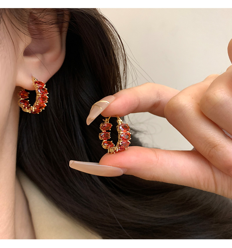 1 Pair Elegant Oval Inlay Copper Zircon Earrings display picture 7