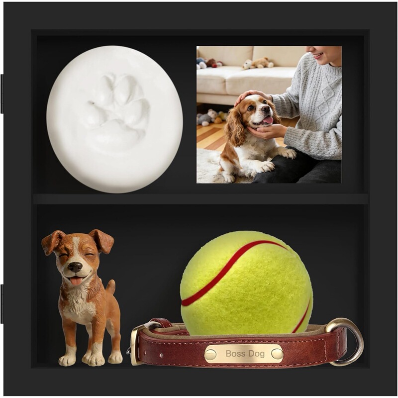 Double-layer partition hollow shadow photo frame wooden pet paw print collar photo collection box commemorative wall-mounted display frame Double-layer partition hollow shadow photo frame wooden pet paw print collar photo collection box commemorative wall-mounted display frame