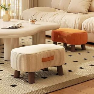 Solid Wood Small Stool, Soap Round Stool, Durable and Simple Sofa Stool, Low Stool, Living Room Coffee Table Stool, Fabric Shoe Changing Stool