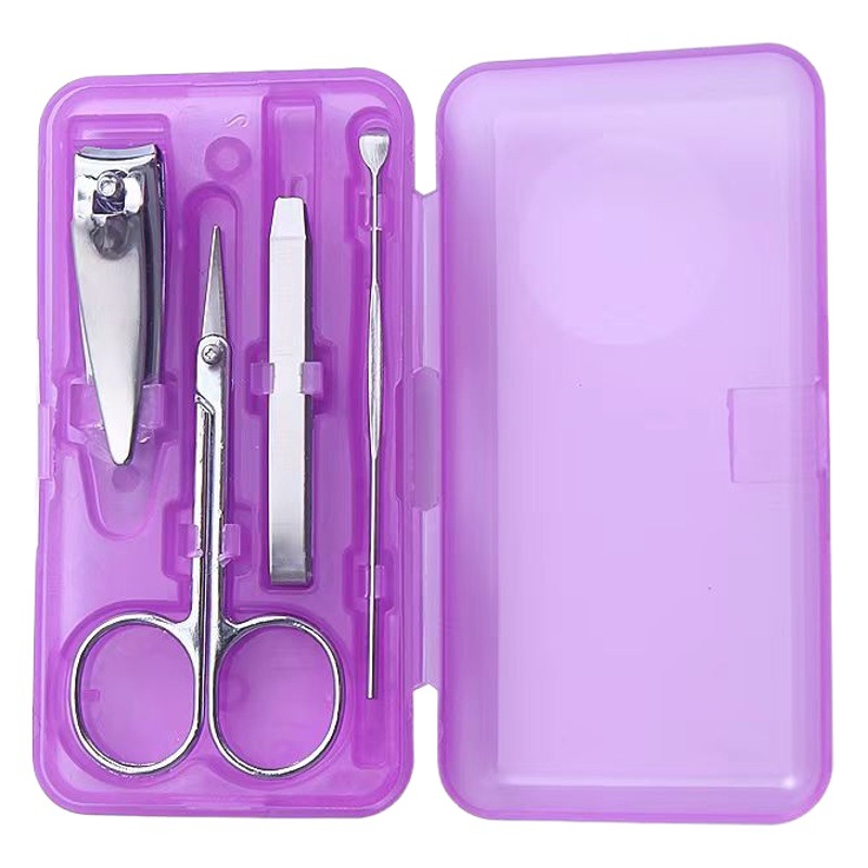 Stainless steel nail clippers portable nail manicure tools plastic box 4-piece set nail clippers nail clippers nail suit