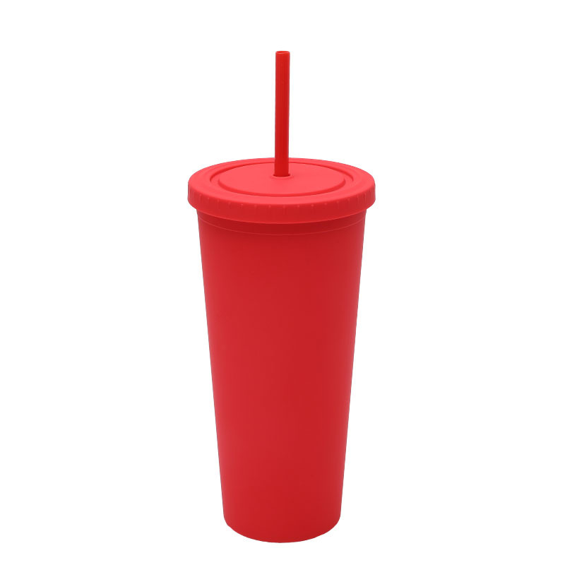 Transfronterizo suministro directo de tazas de paja de plástico de doble capa simple taza de agua de gran capacidad esmaltada de alto valor facial taza de mano lujosa