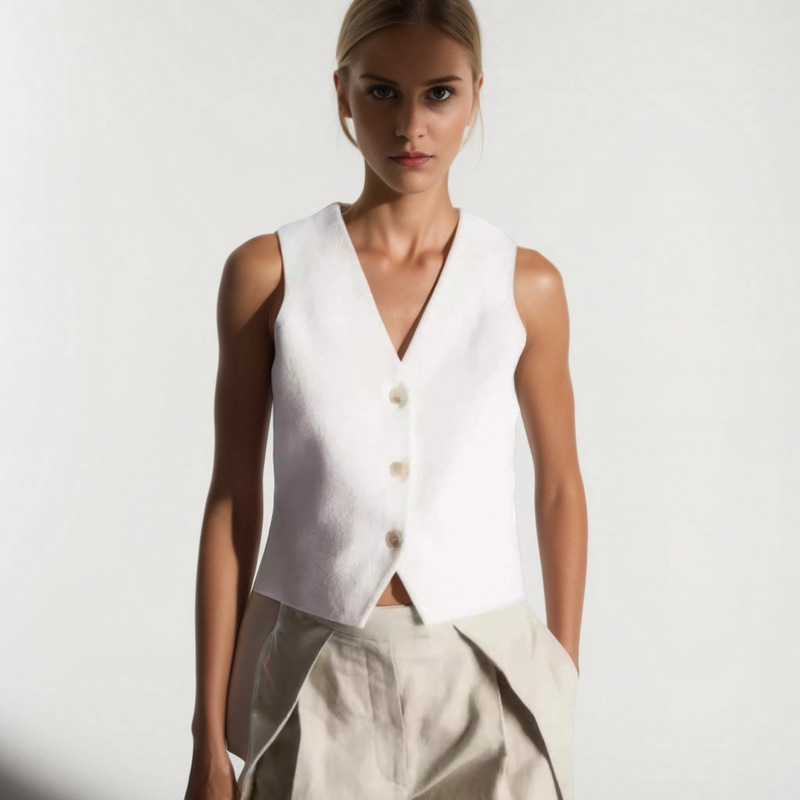 Cos Style Women's Clothing 2026 Spring New Short-Sleeve Casual Knit Sleeveless V-Neck Inner Wear That Can Be Worn as an Outer Vest