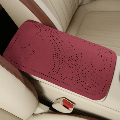 Armrest box pad — suede five-pointed star perforated armrest