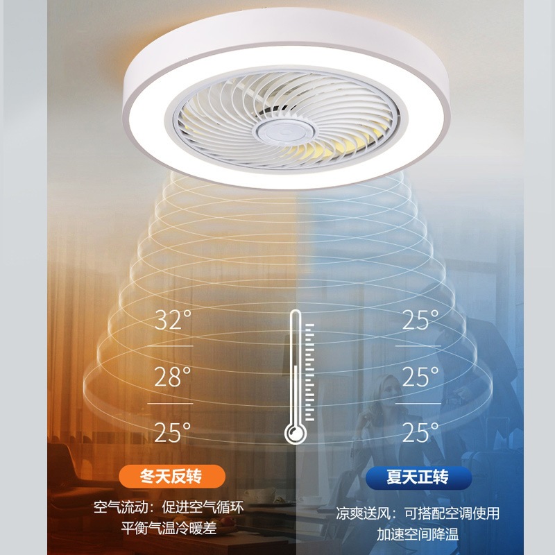 Lámpara Ventilador de Techo Invisible de Hierro y Plástico con Regulación de Luz y Control Remoto para Dormitorio image 4