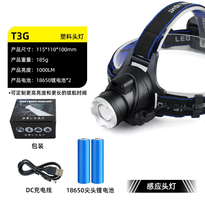 Linterna frontal para exteriores con sensor LED – batería de larga duración, para pesca, luz con sensor